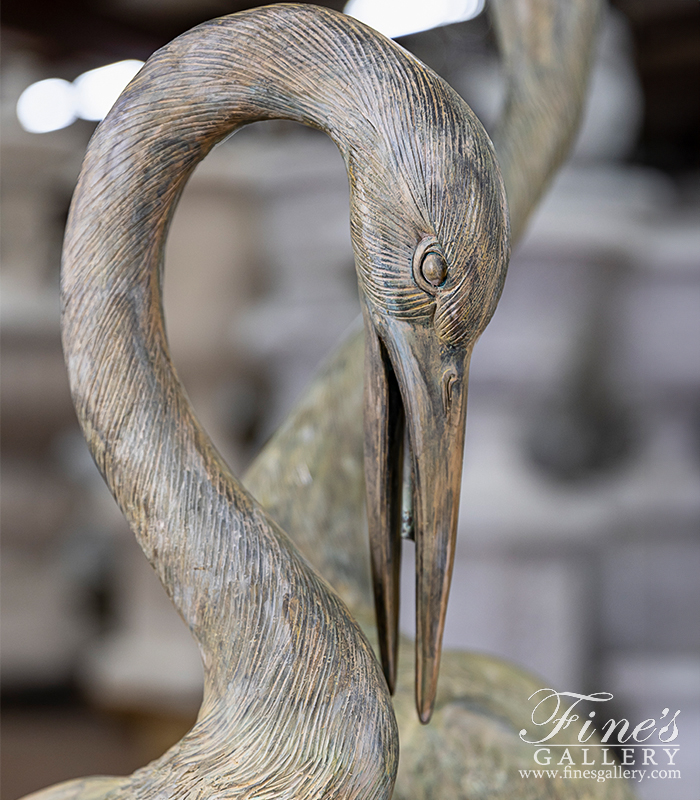 Bronze Fountains  - Patina Bronze Heron Fountain Pair - BF-912